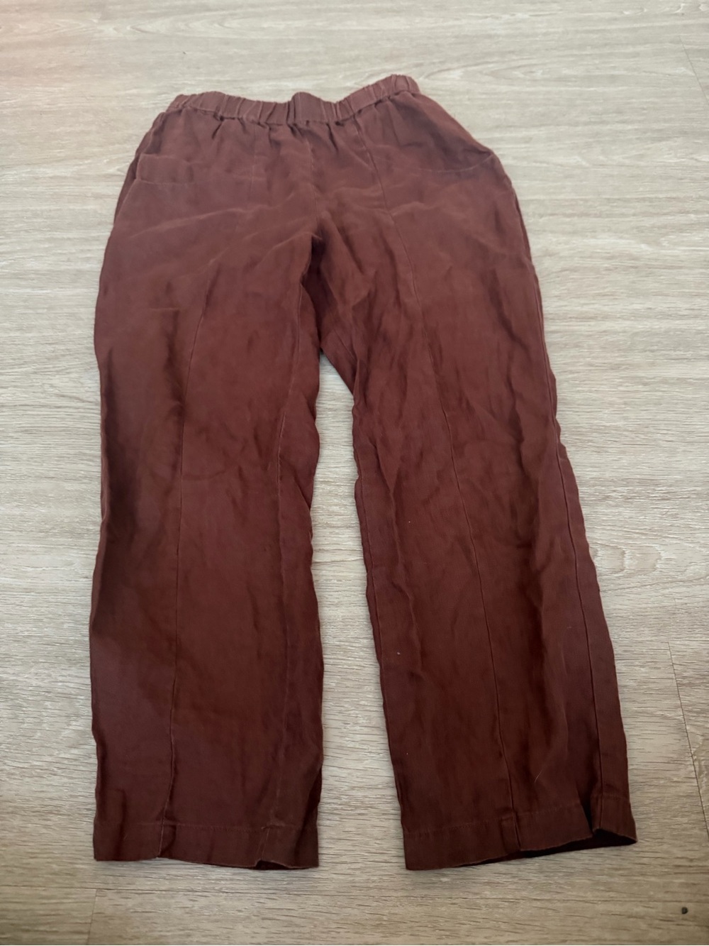 Quince Brown Wide-Leg Linen Blend Pants